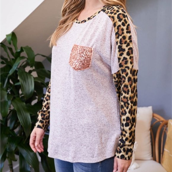 CASUAL DOLLZ LEOPARD SLEEVE AND NECK BAND SEQUINS - Picture 6 of 7